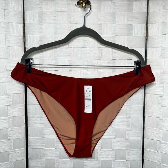 J. Crew Women’s Curved Waist Cheeky Bikini Bottom Size XL Rust Orange Boho Beach - Picture 9 of 10
